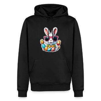 Lapin de Pâques / Pâques / Oeufs / Vacances / Pâques - Sweat à capuche Premium bio Homme - noir - Devant - Nico (187cm)