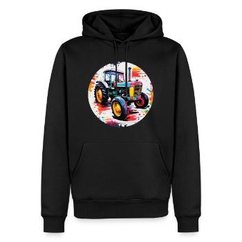 Traktor / Landwirtschaft / Bauer / Feldarbeit - Männer Premium Bio Hoodie - Schwarz - Vorne - Nico (187cm)
