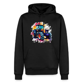 Traktor / Landwirtschaft / Bauer / Feldarbeit - Männer Premium Bio Hoodie - Schwarz - Vorne - Nico (187cm)