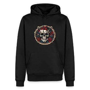 Crâne / Crâne / Squelette / Gothique / Tatouage - Sweat à capuche Premium bio Homme - noir - Devant - Nico (187cm)