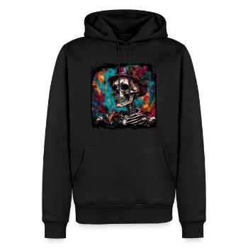 Crâne / Crâne / Squelette / Gothique / Tatouage - Sweat à capuche Premium bio Homme - noir - Devant - Nico (187cm)