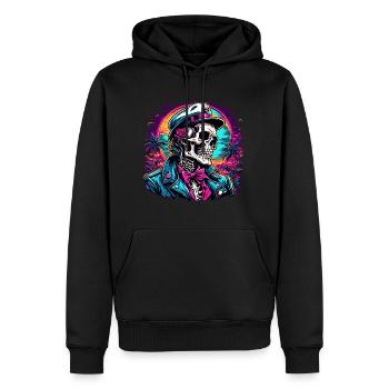 Crâne / Crâne / Squelette / Gothique / Tatouage - Sweat à capuche Premium bio Homme - noir - Devant - Nico (187cm)