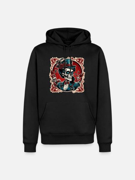 Skull / Skull / Skeleton / Gothic / Tattoo - Men’s Premium Organic Hoodie - black