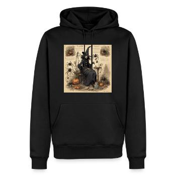 Manuel de la sorcière / grimoire / Halloween / automne - Sweat à capuche Premium bio Homme - noir - Devant - Nico (187cm)