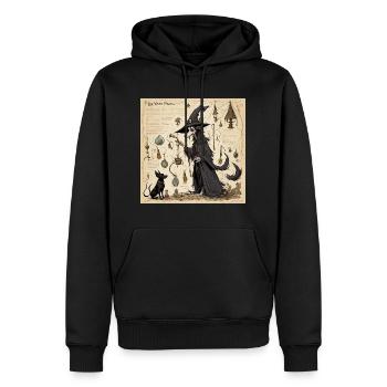 Manuel de la sorcière / grimoire / Halloween / automne - Sweat à capuche Premium bio Homme - noir - Devant - Nico (187cm)
