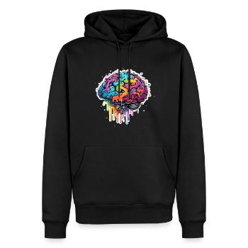 Gehirn / Wissen / Intelligenz / klug / Denken - Männer Premium Bio Hoodie - Schwarz - Vorne - Nico (187cm)