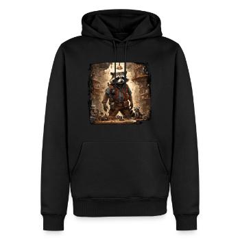 Waschbär / Tier / Zoo / Wild / niedlich / Räuber - Männer Premium Bio Hoodie - Schwarz - Vorne - Nico (187cm)