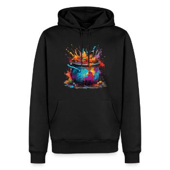 Kochtopf / Hexenkessel / Halloween / Zauberei - Männer Premium Bio Hoodie - Schwarz - Vorne - Nico (187cm)