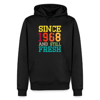 Millésime 1968 - Sweat à capuche Premium bio Homme - noir - Devant - Nico (187cm)