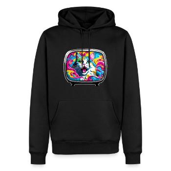 TV / Télévision / Analogique / Tube TV / Rétro - Sweat à capuche Premium bio Homme - noir - Devant - Nico (187cm)