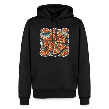 Pizza / Fast Food / Italienisch / Margherita - Männer Premium Bio Hoodie - Schwarz - Vorne - Nico (187cm)