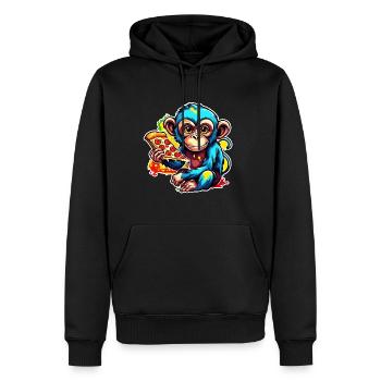 Pizza / Fast Food / Italienisch / Margherita - Männer Premium Bio Hoodie - Schwarz - Vorne - Nico (187cm)