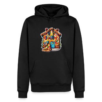 Pizza / Fast Food / Italienisch / Margherita - Männer Premium Bio Hoodie - Schwarz - Vorne - Nico (187cm)