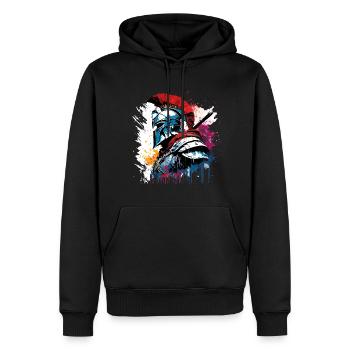 Spartiate / Guerrier / Combattant / Ancien / Sparte - Sweat à capuche Premium bio Homme - noir - Devant - Nico (187cm)
