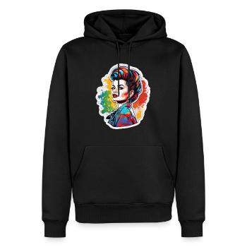 Rockabilly / Pin-up Girl / Girl Power / Années 50 - Sweat à capuche Premium bio Homme - noir - Devant - Nico (187cm)