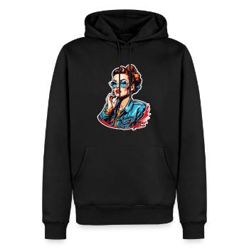 Rockabilly / Pin-up Girl / Girl Power / Années 50 - Sweat à capuche Premium bio Homme - noir - Devant - Nico (187cm)