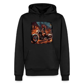 Logo moto / Moto / Deux-roues / Véhicule / Moteurs - Sweat à capuche Premium bio Homme - noir - Devant - Nico (187cm)