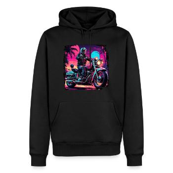 Logo moto / Moto / Deux-roues / Véhicule / Moteurs - Sweat à capuche Premium bio Homme - noir - Devant - Nico (187cm)
