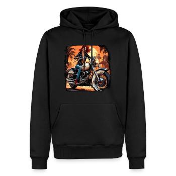 Logo moto / Moto / Deux-roues / Véhicule / Moteurs - Sweat à capuche Premium bio Homme - noir - Devant - Nico (187cm)