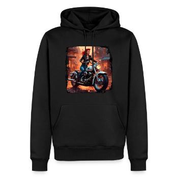Logo moto / Moto / Deux-roues / Véhicule / Moteurs - Sweat à capuche Premium bio Homme - noir - Devant - Nico (187cm)