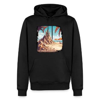 Sandburg / bauen / spielen / Schloss / Urlaub - Männer Premium Bio Hoodie - Schwarz - Vorne - Nico (187cm)