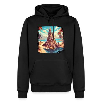 Sandburg / bauen / spielen / Schloss / Urlaub - Männer Premium Bio Hoodie - Schwarz - Vorne - Nico (187cm)