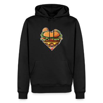 Burgers / Restauration rapide / Nourriture / Petits pains / Boeuf - Sweat à capuche Premium bio Homme - noir - Devant - Nico (187cm)