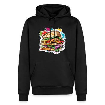 Sandwich / Sandwich / Nourriture / Épicerie - Sweat à capuche Premium bio Homme - noir - Devant - Nico (187cm)