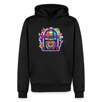 Jukebox / Automate musical / Rétro / années 50 - Sweat à capuche Premium bio Homme - noir - Devant - Nico (187cm)