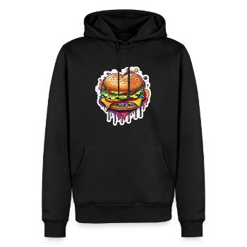 Burgers / Restauration rapide / Nourriture / Petits pains / Boeuf - Sweat à capuche Premium bio Homme - noir - Devant - Nico (187cm)