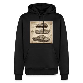 Bauplan / Sepia / Vintage / Retro / Roboter - Männer Premium Bio Hoodie - Schwarz - Vorne - Nico (187cm)
