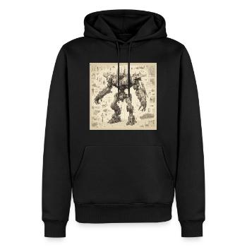 Bauplan / Sepia / Vintage / Retro / Roboter - Männer Premium Bio Hoodie - Schwarz - Vorne - Nico (187cm)