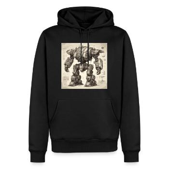 Bauplan / Sepia / Vintage / Retro / Roboter - Männer Premium Bio Hoodie - Schwarz - Vorne - Nico (187cm)