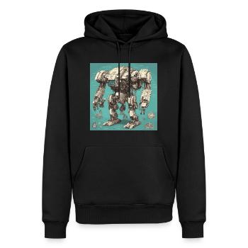 Plan / Sépia / Vintage / Rétro / Robot - Sweat à capuche Premium bio Homme - noir - Devant - Nico (187cm)