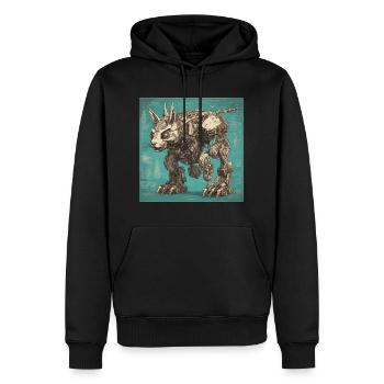 Plan / Sépia / Vintage / Rétro / Robot - Sweat à capuche Premium bio Homme - noir - Devant - Nico (187cm)