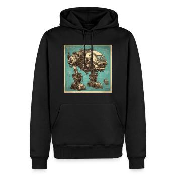 Bauplan / Sepia / Vintage / Retro / Roboter - Männer Premium Bio Hoodie - Schwarz - Vorne - Nico (187cm)