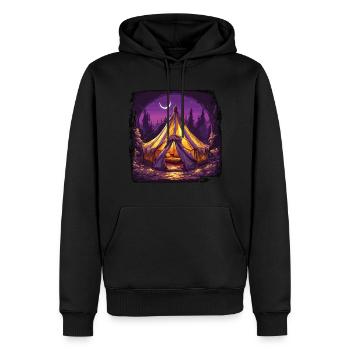 Wald / Wild / Zelt / Wildnis / Bäume / Life - Männer Premium Bio Hoodie - Schwarz - Vorne - Nico (187cm)