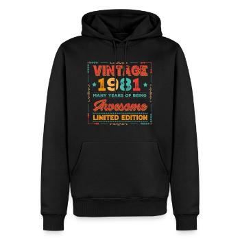 Vintage 1981 - Männer Premium Bio Hoodie - Schwarz - Vorne - Nico (187cm)