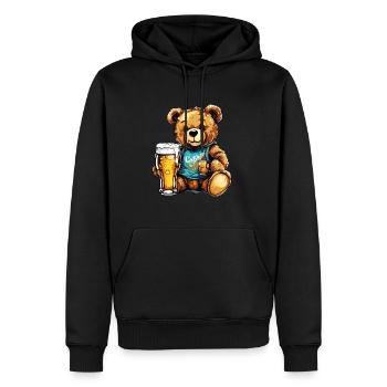 Ours en peluche / Peluche / Animal en peluche / Idée cadeau - Sweat à capuche Premium bio Homme - noir - Devant - Nico (187cm)