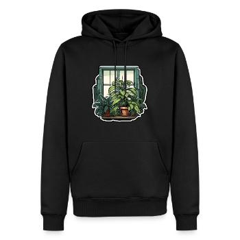 Zimmerpflanze / Topfpflanze / Dekoration / Topf - Männer Premium Bio Hoodie - Schwarz - Vorne - Nico (187cm)