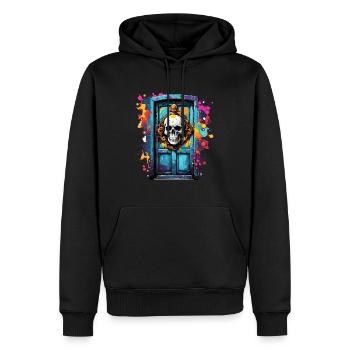 Türklopfer / Totenkopf / Klingel / Antik / alt - Männer Premium Bio Hoodie - Schwarz - Vorne - Nico (187cm)