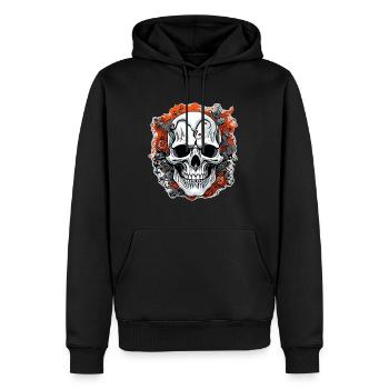 Crâne / Crâne / Squelette / Gothique / Tatouage - Sweat à capuche Premium bio Homme - noir - Devant - Nico (187cm)