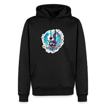 Animal dans une bulle de savon / enfantin / mignon / souris - Sweat à capuche Premium bio Homme - noir - Devant - Nico (187cm)