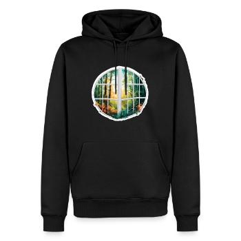 Window in the Forest / Trees / View / Wilderness - Men’s Premium Organic Hoodie - black - Front - Nico (187cm)