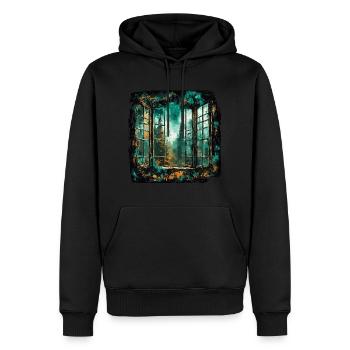 Window in the Forest / Trees / View / Wilderness - Men’s Premium Organic Hoodie - black - Front - Nico (187cm)