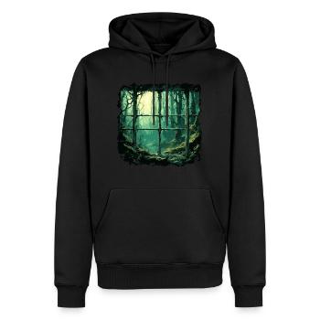 Window in the Forest / Trees / View / Wilderness - Men’s Premium Organic Hoodie - black - Front - Nico (187cm)