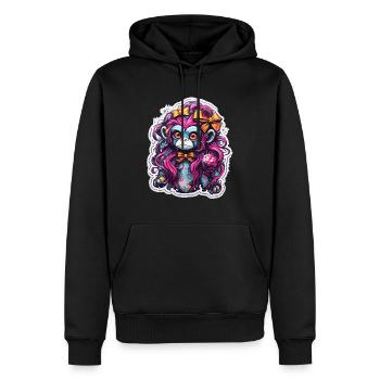 Singe mignon / Fille de singe / Mignon / noeud de cheveux - Sweat à capuche Premium bio Homme - noir - Devant - Nico (187cm)
