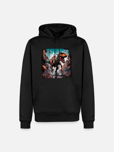 Dinosaurier / Tier / Urzeit / Reptil / Jungs - Männer Premium Bio Hoodie - Schwarz