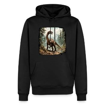 Dinosaurier / Tier / Urzeit / Reptil / Jungs - Männer Premium Bio Hoodie - Schwarz - Vorne - Nico (187cm)