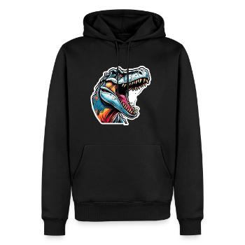 Dinosaurier / Tier / Urzeit / Reptil / Jungs - Männer Premium Bio Hoodie - Schwarz - Vorne - Nico (187cm)